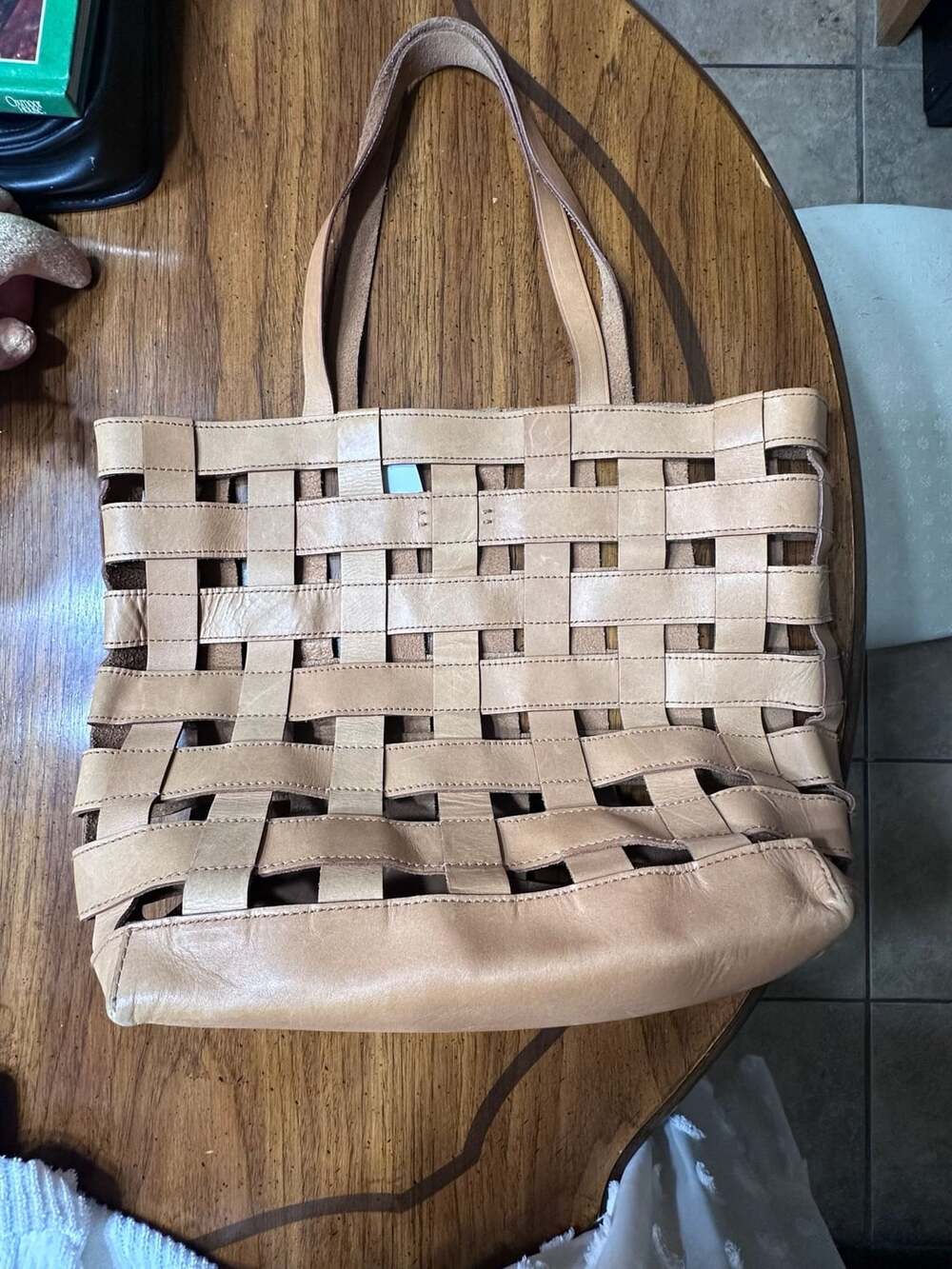 Madewell Woven Leather Cage Tote Bag